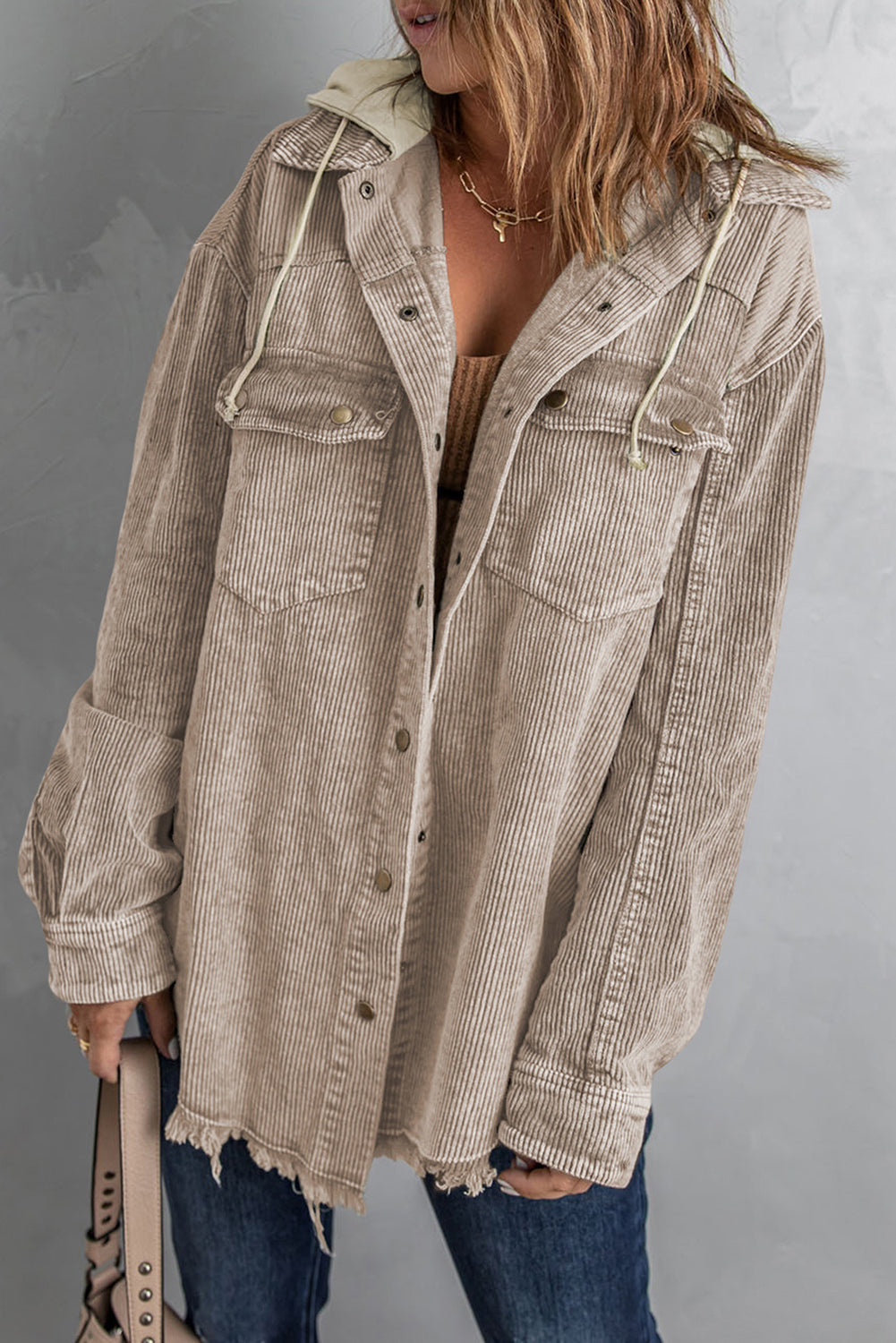 Snap Front Hooded Corduroy Shacket – Bianca's Favorites