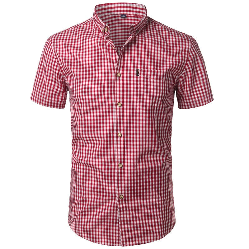 Small Check Casual Button Down Men's Shirt