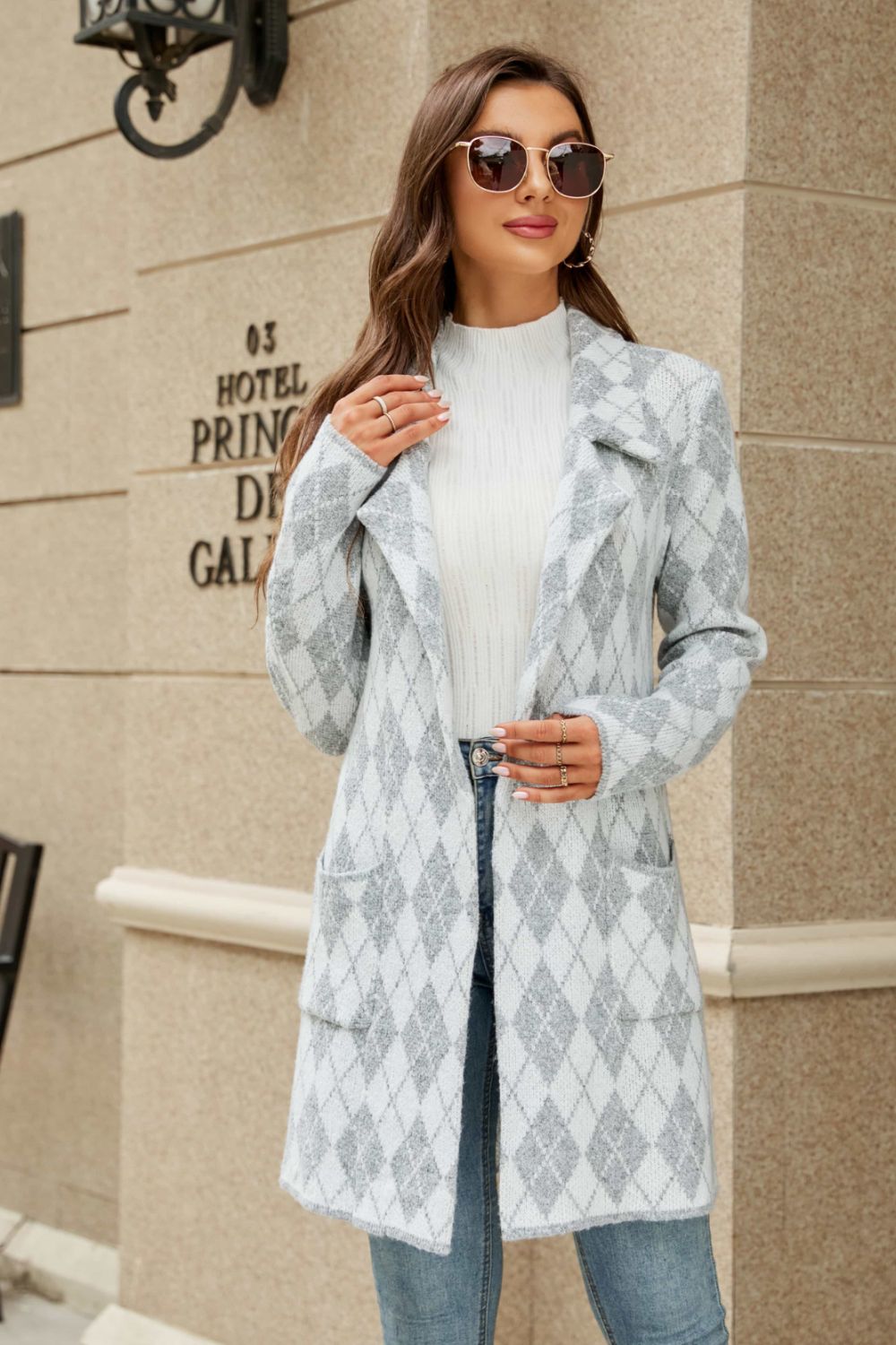 Collar Cardigan with Pockets