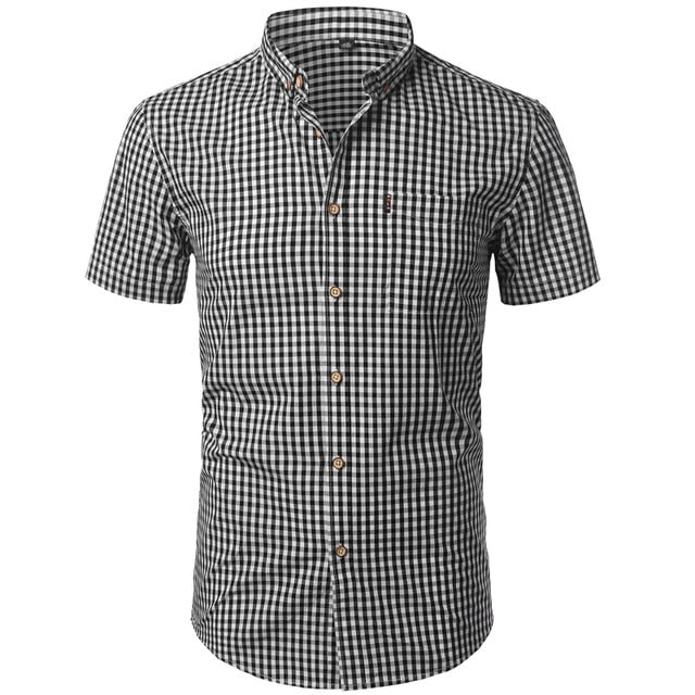 Small Check Casual Button Down Men's Shirt