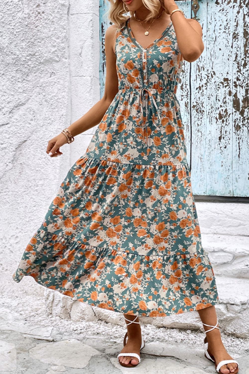 V-Neck Tiered Dress