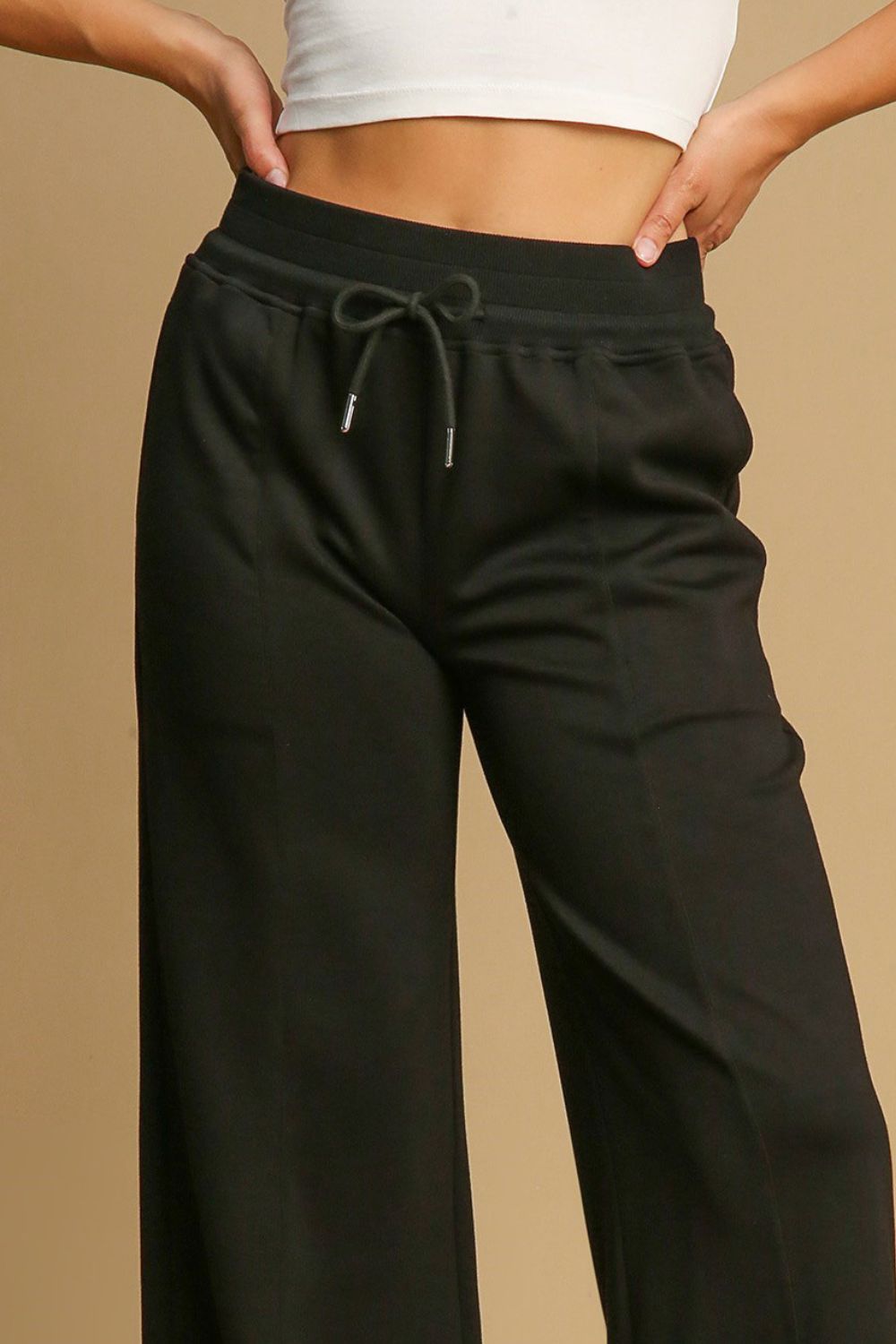 Umgee Drawstring Wide Leg Pants with Pockets