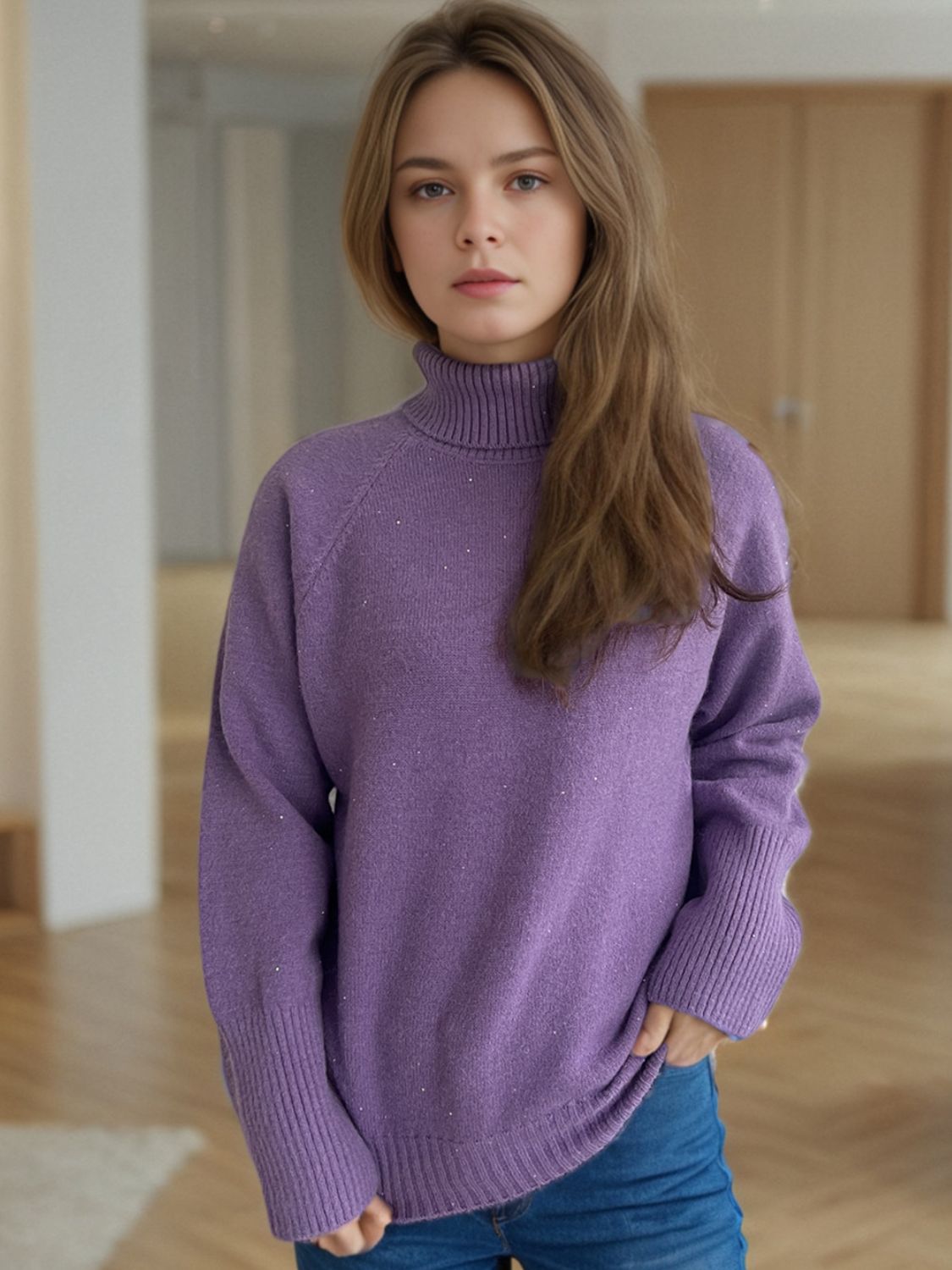 Turtleneck Raglan Sleeve Sweater