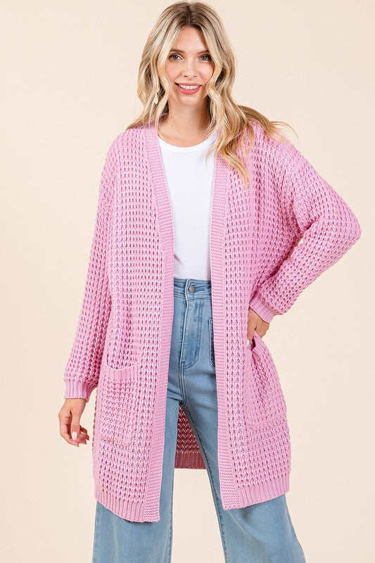 Mittoshop Open Front Long Sleeve Longline Cardigan