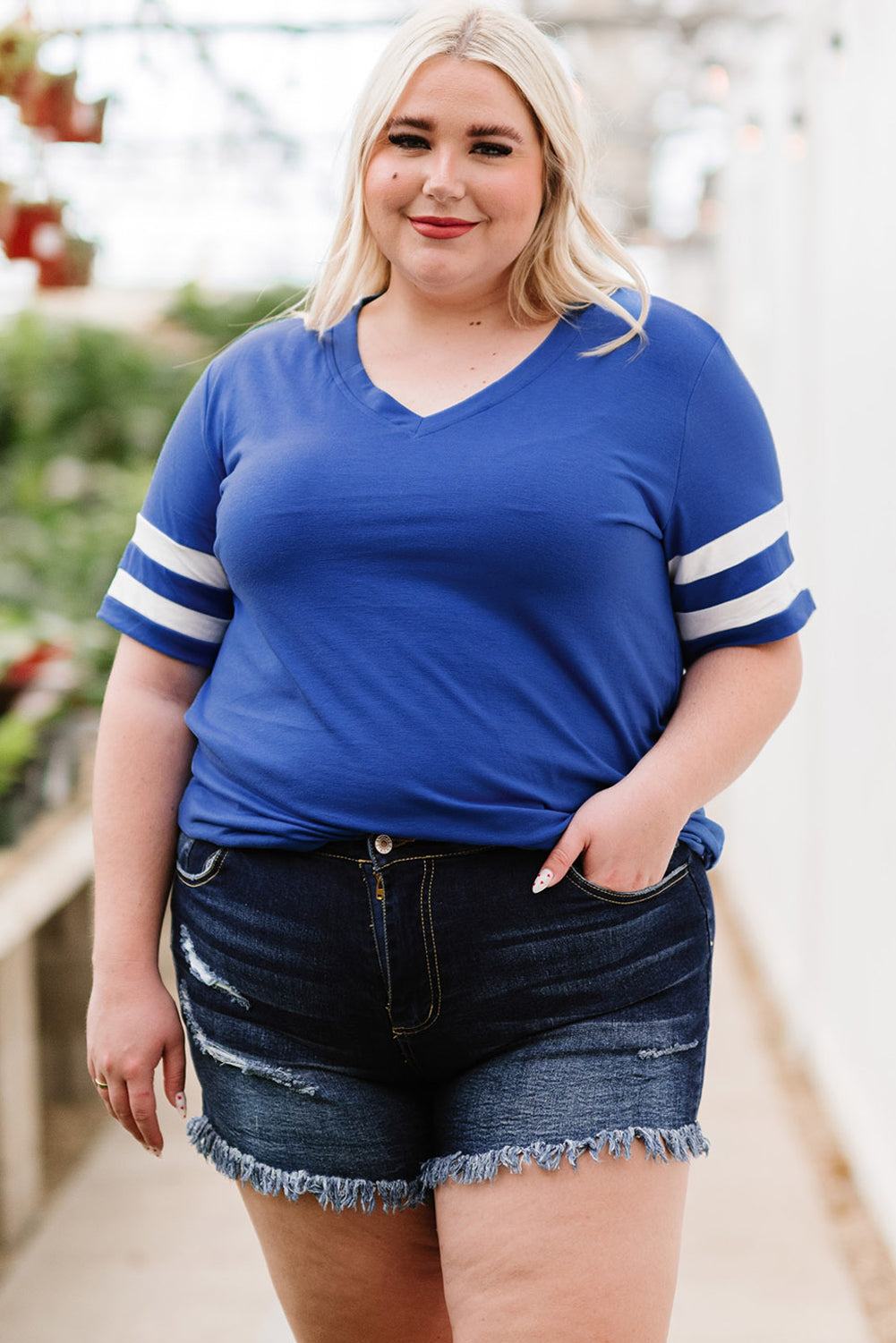 Striped V-Neck  Shirt