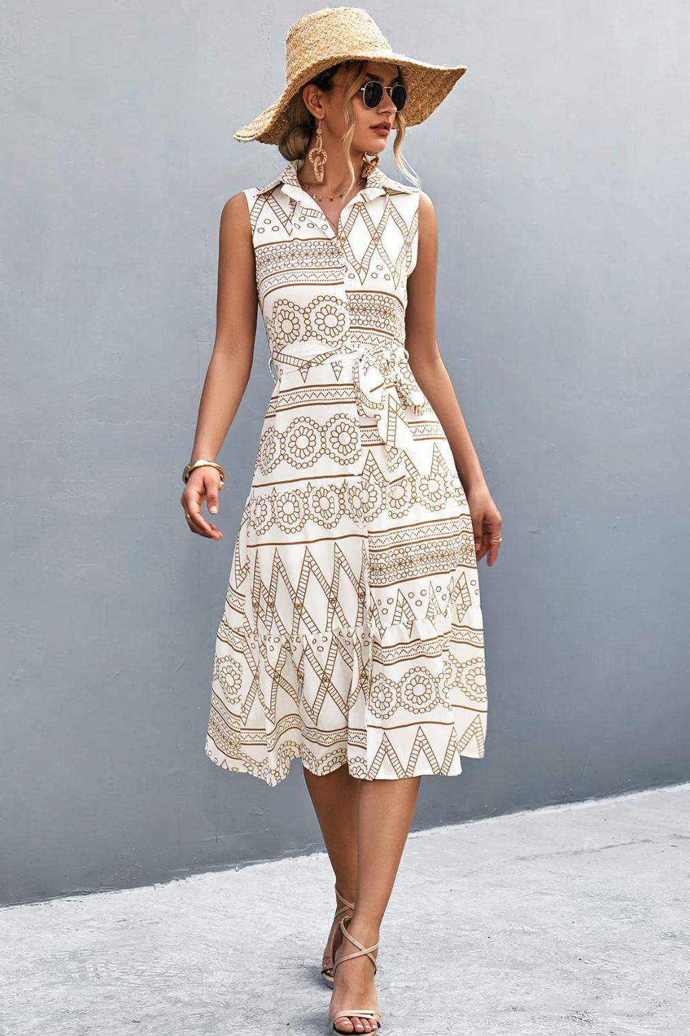 Tie-Waist Sleeveless Dress