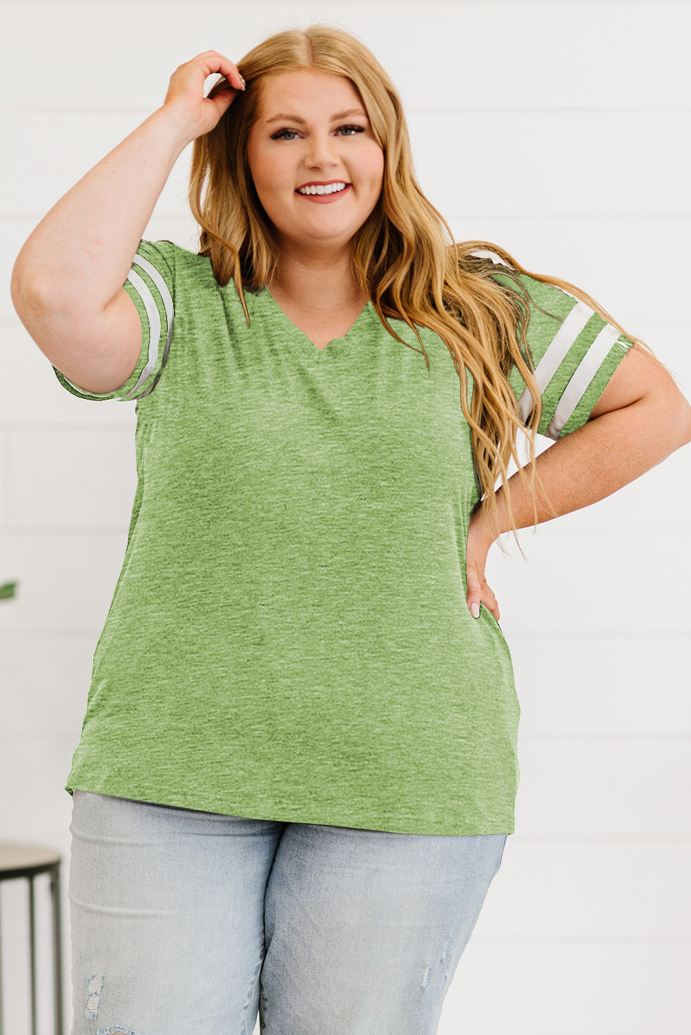 Striped V-Neck  Shirt