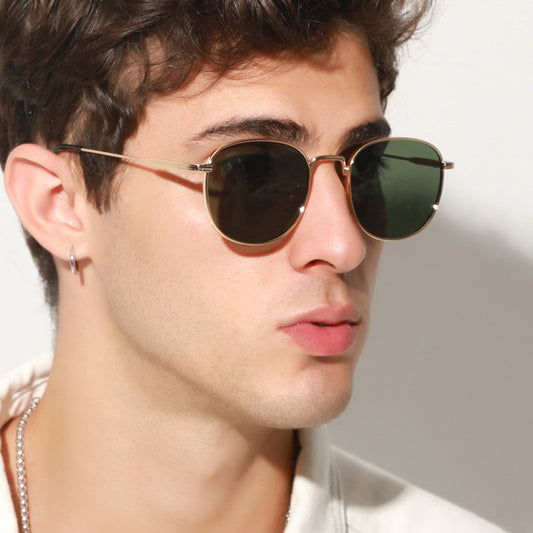 Small Frame Metal Rim Sunglasses