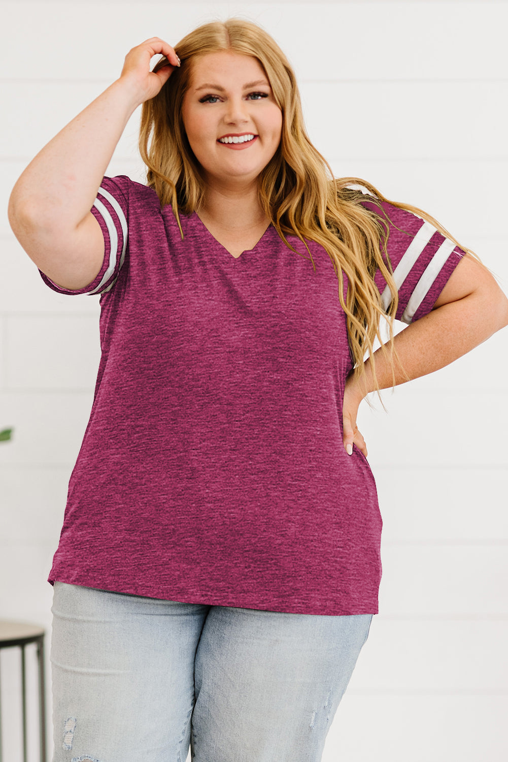 Striped V-Neck  Shirt