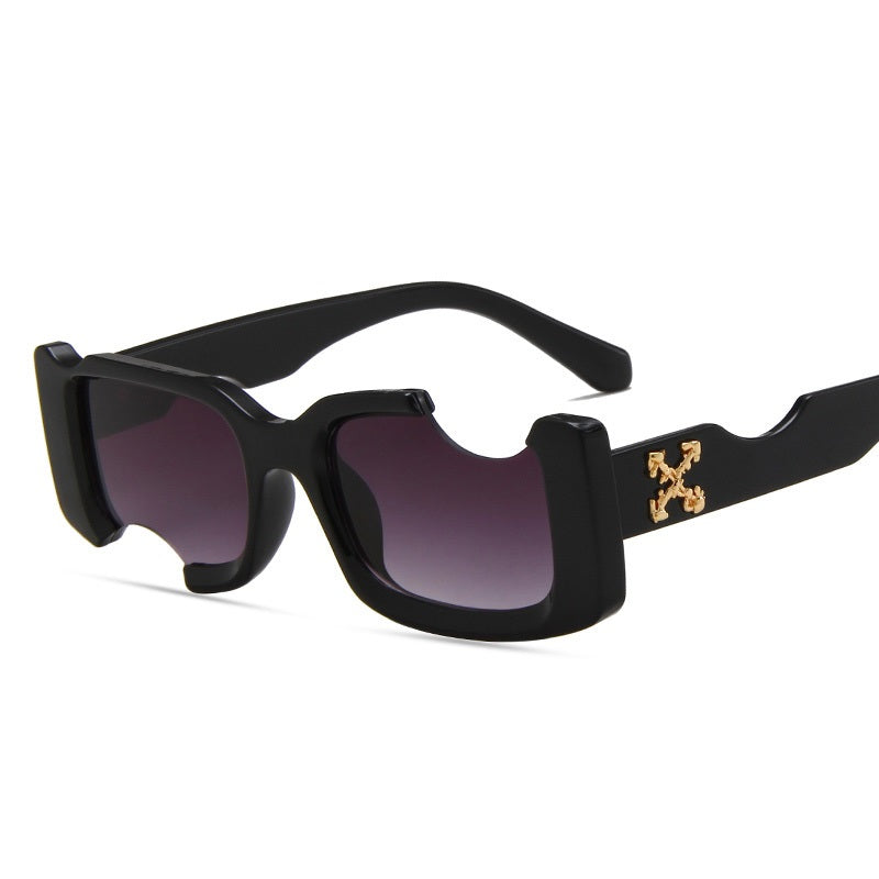 New European chipped hole design sunglasses