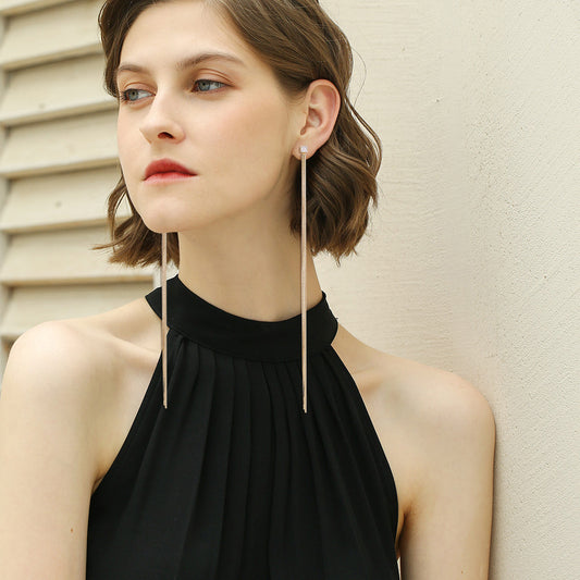 Long Tassel  Metal Earrings