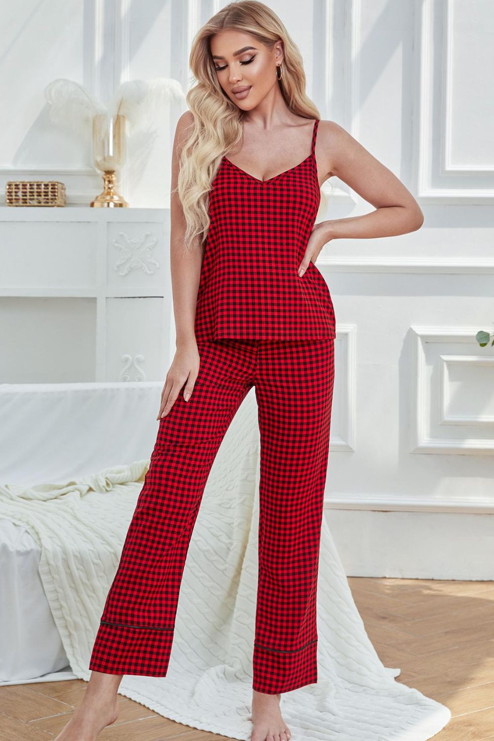 V-Neck Cami and Tied Pants  Set