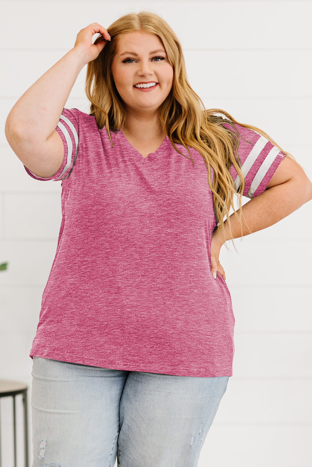 Striped V-Neck  Shirt