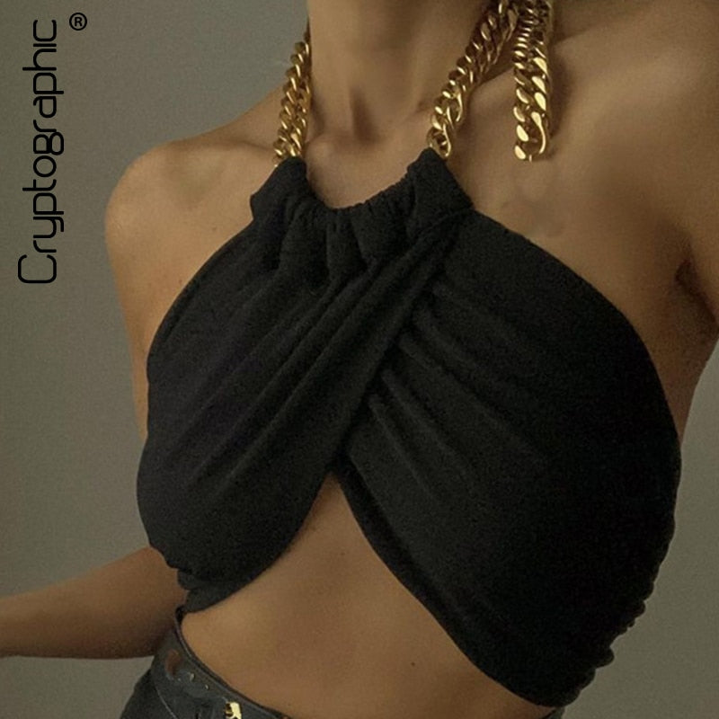 Chic Halter Chain Crop Top