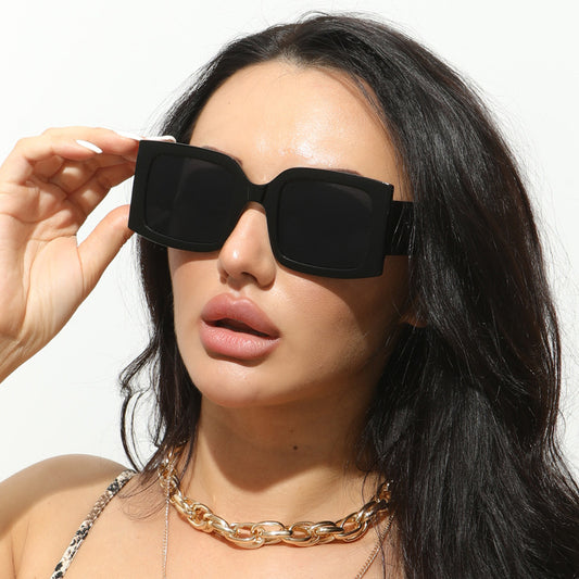 Large Square Wide Band Multicolor Sunglasses