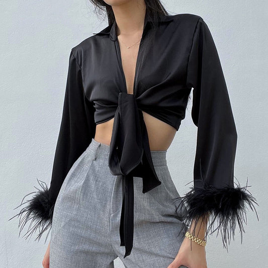 Feather Sleeve Top