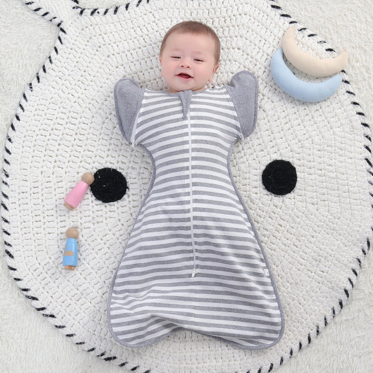 Anti Startle Sleeping Bag Surrender Type Cotton One-Piece Suit With Detachable Sleeves Swaddling Clothes Baby's Crawling Clothes Newborn's Scarf Anti Kick Quilt