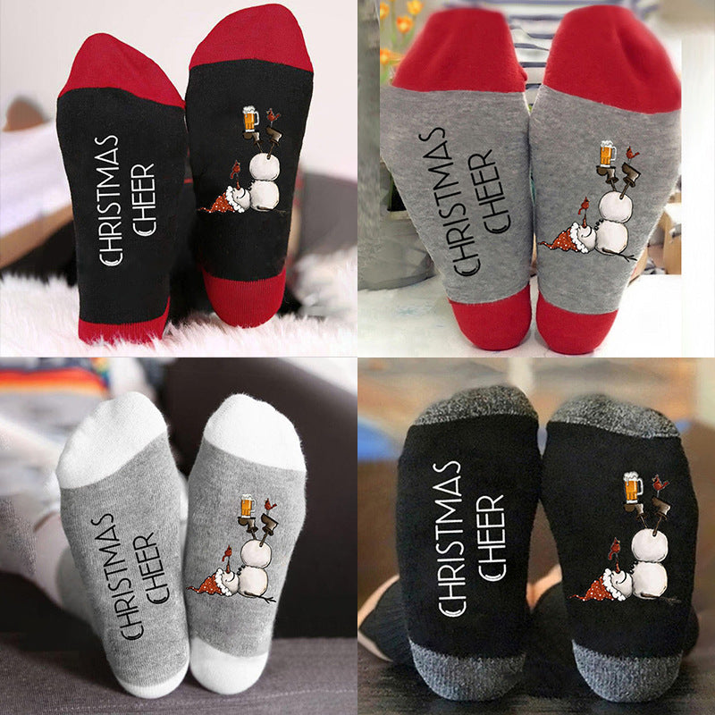 Christmas  Snowman Printed Sock