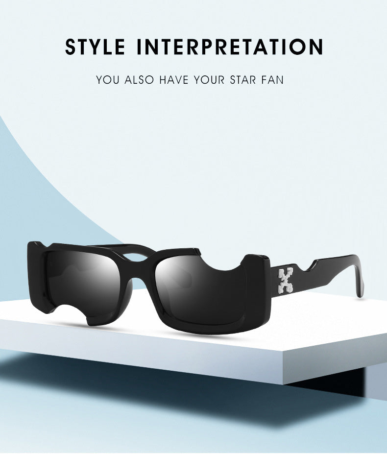 New European chipped hole design sunglasses
