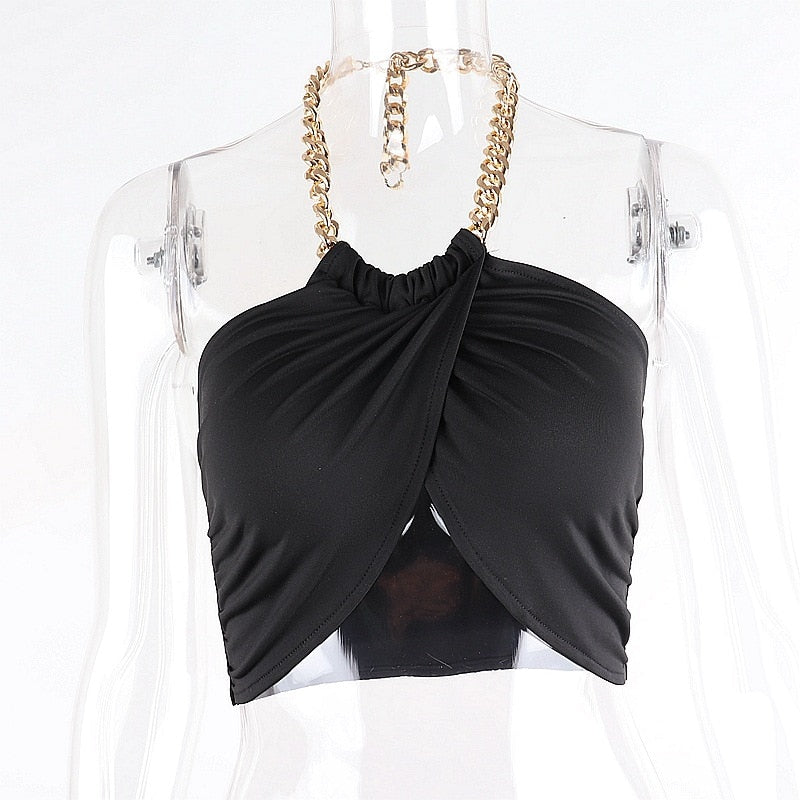 Chic Halter Chain Crop Top