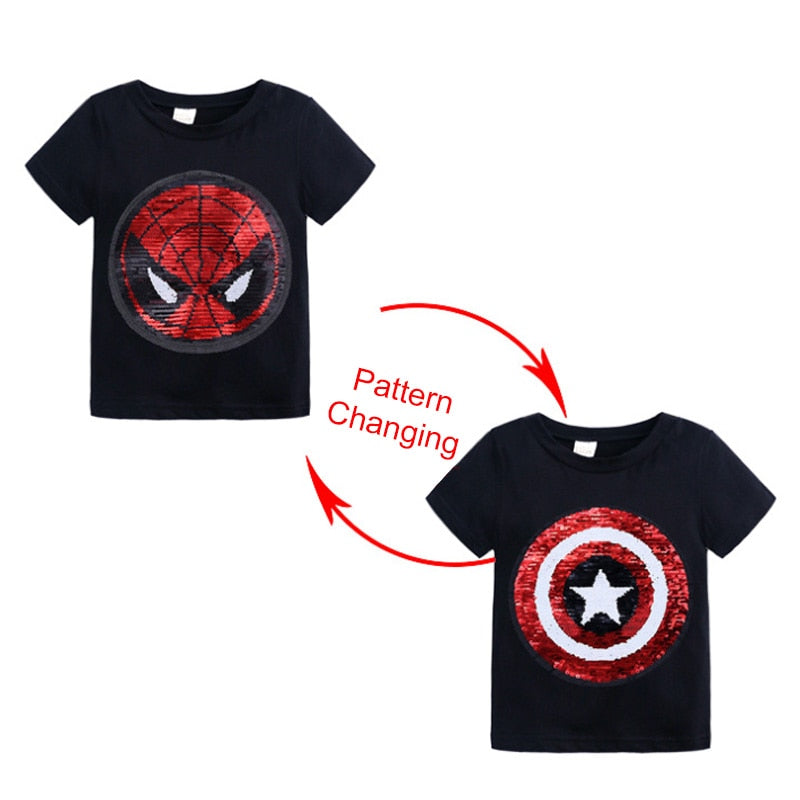 Elsa Sequins and Spiderman T shirts 2-8Yrs