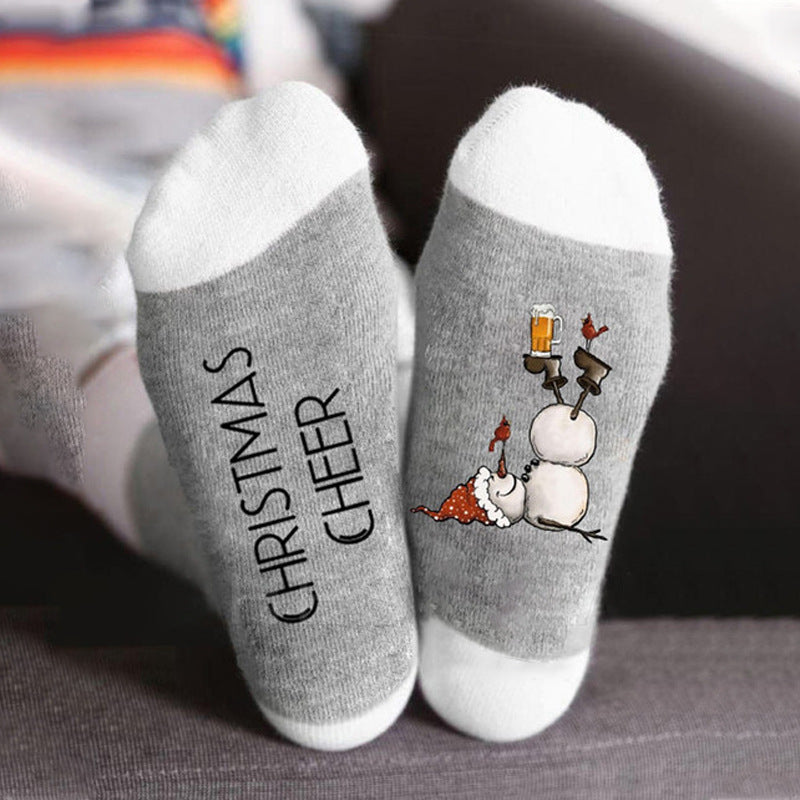 Christmas  Snowman Printed Sock