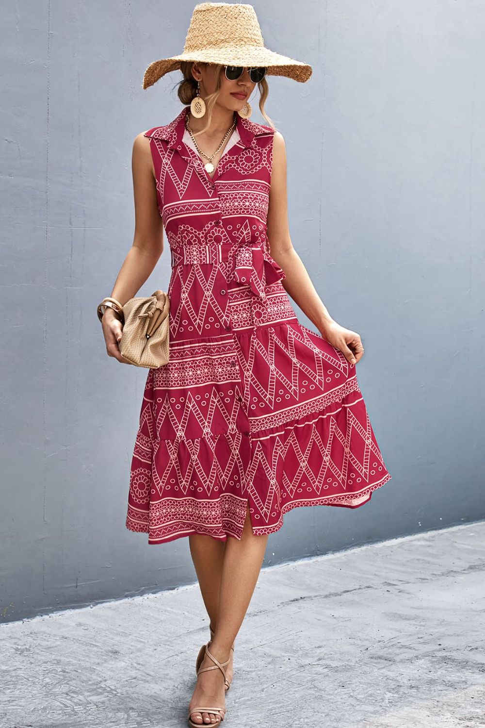 Tie-Waist Sleeveless Dress