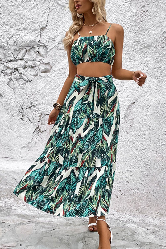 Botanical Print Cami and Tiered Skirt