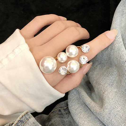 Elegant Retro Oversize Multi Pearl Rings