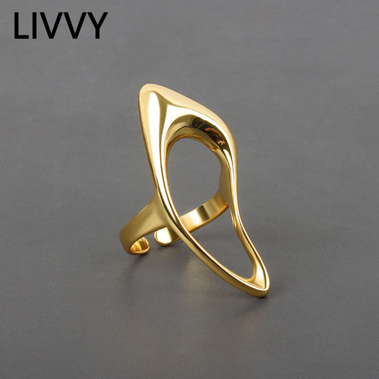 LIVVY Silver Color Geometric Hollow Ring