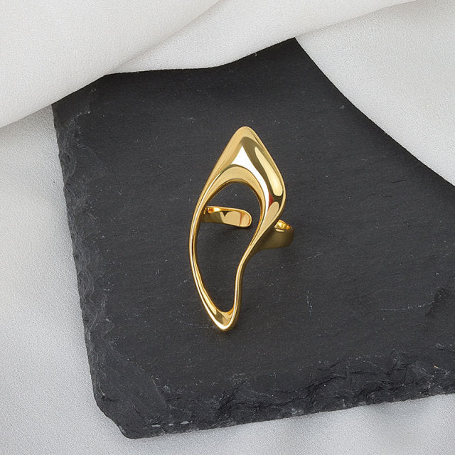 LIVVY Silver Color Geometric Hollow Ring