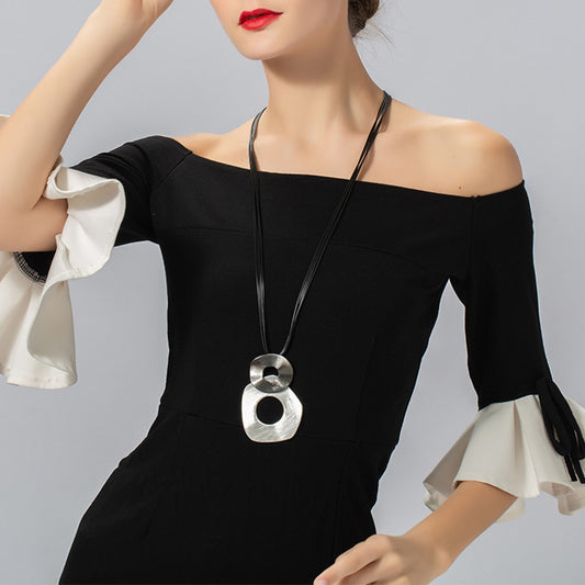Amorcome Fashion Multi-strand Black Leather Cord Necklace