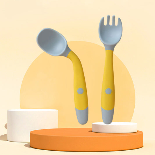 2 pcs Silicone Bendable Spoon and Fork